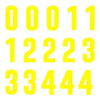 iD4 Euro Number Kit Yellow Large Neon Sheet 1