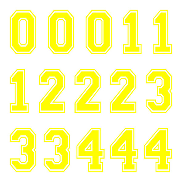 iD4 Varsity Number Kit Yellow Large Neon Sheet 1